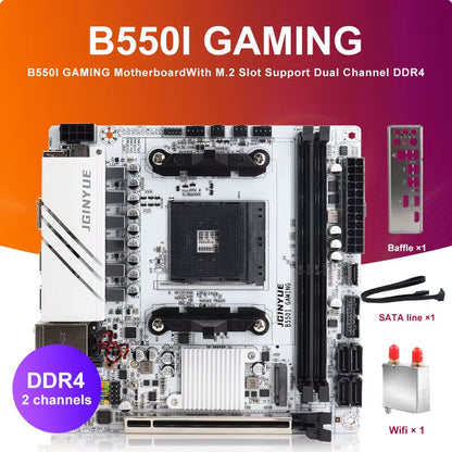 JGINYUE AMD B550 AM4 Mini ITX Motherboard Supports Ryzen R5 4000/5000 Series Processors DDR4 RAM PCI-E 4.0 B550I GAMING