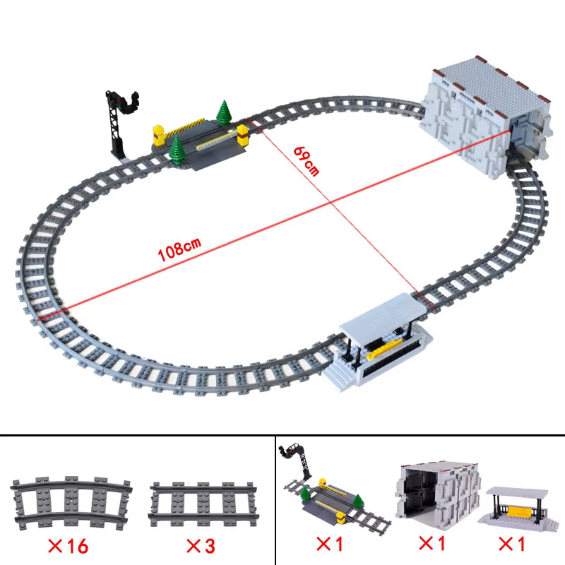 KAZI High-Tech Creative City Train Station Rail Tracks Power Function Building Blocks Bricks DIY Kid Trains Toys Children Gifts