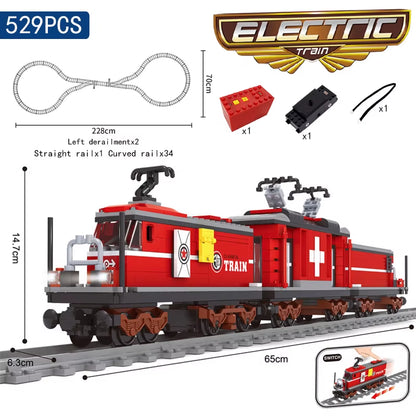 KAZI High-Tech Creative City Train Station Rail Tracks Power Function Building Blocks Bricks DIY Kid Trains Toys Children Gifts