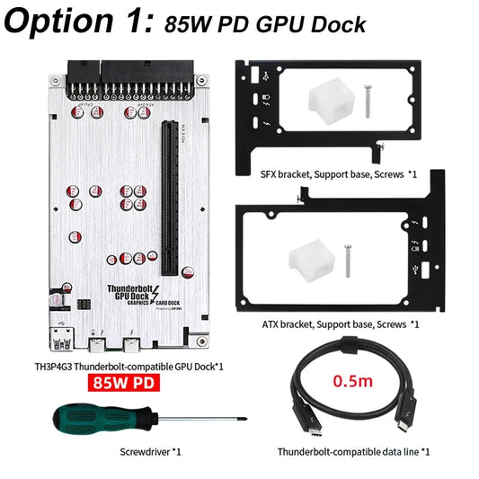 TH3P4G3 85W PD Charging Thunderbolt-Compatible GPU Dock for Laptop Notebook to External Graphic Card 40Gbps for Macbook Windows