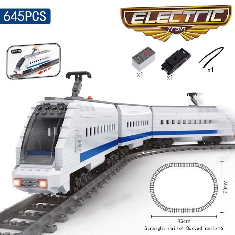KAZI High-Tech Creative City Train Station Rail Tracks Power Function Building Blocks Bricks DIY Kid Trains Toys Children Gifts