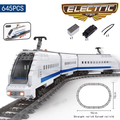 KAZI High-Tech Creative City Train Station Rail Tracks Power Function Building Blocks Bricks DIY Kid Trains Toys Children Gifts