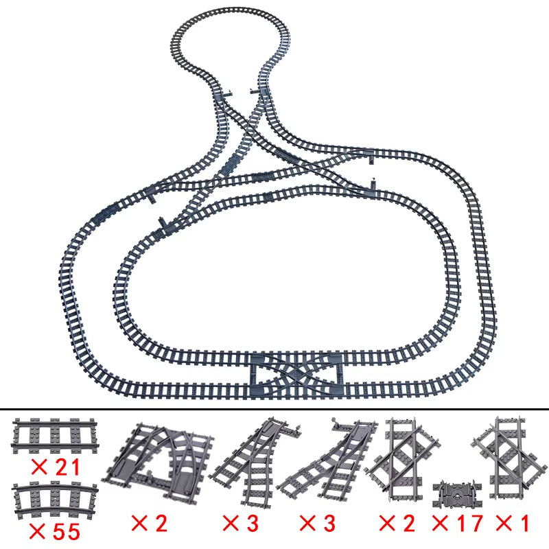 KAZI High-Tech Creative City Train Station Rail Tracks Power Function Building Blocks Bricks DIY Kid Trains Toys Children Gifts
