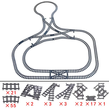 KAZI High-Tech Creative City Train Station Rail Tracks Power Function Building Blocks Bricks DIY Kid Trains Toys Children Gifts