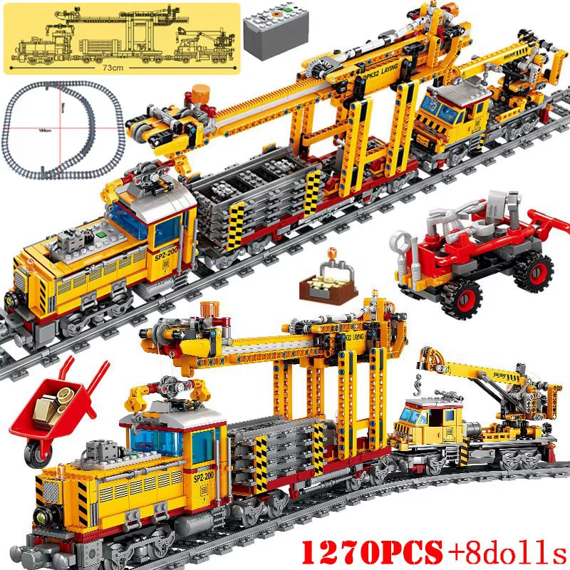 KAZI High-Tech Creative City Train Station Rail Tracks Power Function Building Blocks Bricks DIY Kid Trains Toys Children Gifts