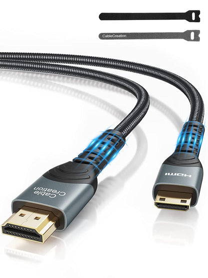 Mini HDMI to HDMI Cable 6.6FT, Birectional HDMI to Mini HDMI Cord with Cable Tie 4K×2K for Camera,Tablet, Capture Card, HDR-XR50, Z6, EOS RP/EOS R/EOS 7D Mark II/XA40
