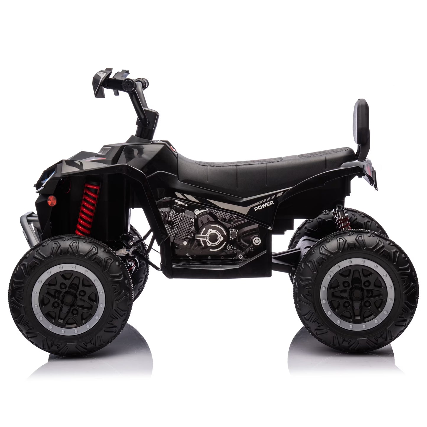 12V Kids Ride on ATV with 2 Seater,2* 45W Motor 7AH Battery Powered Electric Vehicle W/ LED Lights,High & Low Speed,Music,Spring Suspension,Ride on Car 4 Wheeler Quad for Boys & Girls,Black