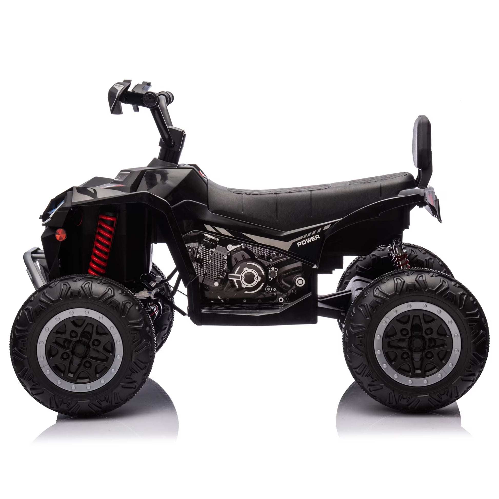 12V Kids Ride on ATV with 2 Seater,2* 45W Motor 7AH Battery Powered Electric Vehicle W/ LED Lights,High & Low Speed,Music,Spring Suspension,Ride on Car 4 Wheeler Quad for Boys & Girls,Black