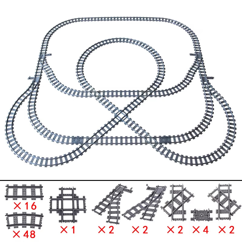 KAZI High-Tech Creative City Train Station Rail Tracks Power Function Building Blocks Bricks DIY Kid Trains Toys Children Gifts