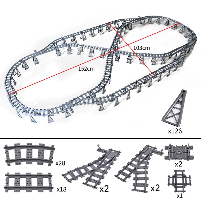 KAZI High-Tech Creative City Train Station Rail Tracks Power Function Building Blocks Bricks DIY Kid Trains Toys Children Gifts