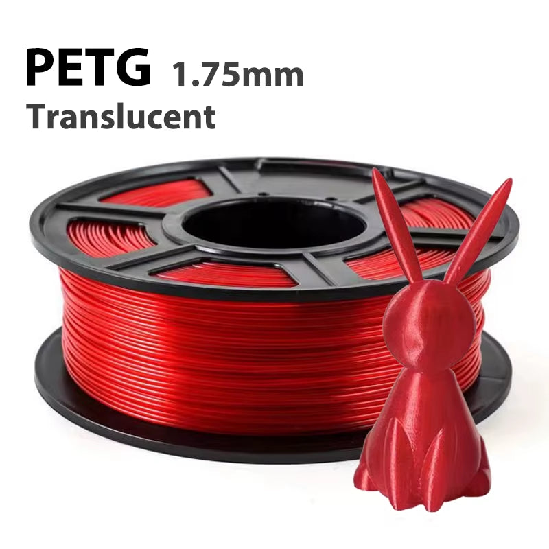 Transparent Red PETG 3D Printer Filament - 1.75MM, Available in 250G, 500G, and 1Kg for 3D Printing Applications