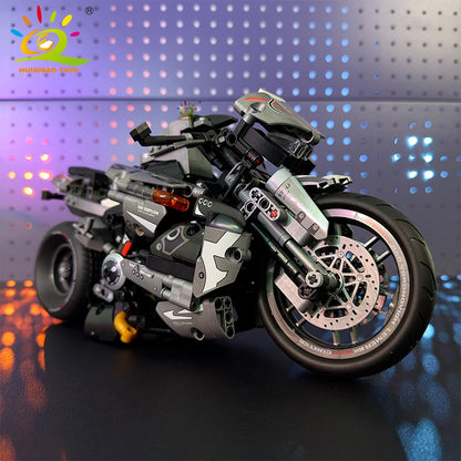 HUIQIBAO High-Tech Classic Motorbike Building Model Blocks Moto City Racer Bricks Toy for Kids Boy Children Adult MOC Car Set