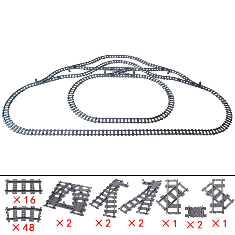 KAZI High-Tech Creative City Train Station Rail Tracks Power Function Building Blocks Bricks DIY Kid Trains Toys Children Gifts