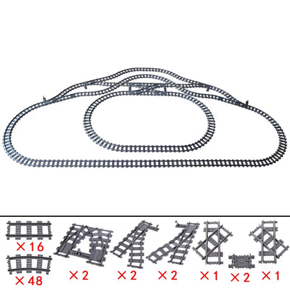 KAZI High-Tech Creative City Train Station Rail Tracks Power Function Building Blocks Bricks DIY Kid Trains Toys Children Gifts