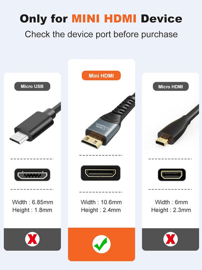 Mini HDMI to HDMI Cable 6.6FT, Birectional HDMI to Mini HDMI Cord with Cable Tie 4K×2K for Camera,Tablet, Capture Card, HDR-XR50, Z6, EOS RP/EOS R/EOS 7D Mark II/XA40