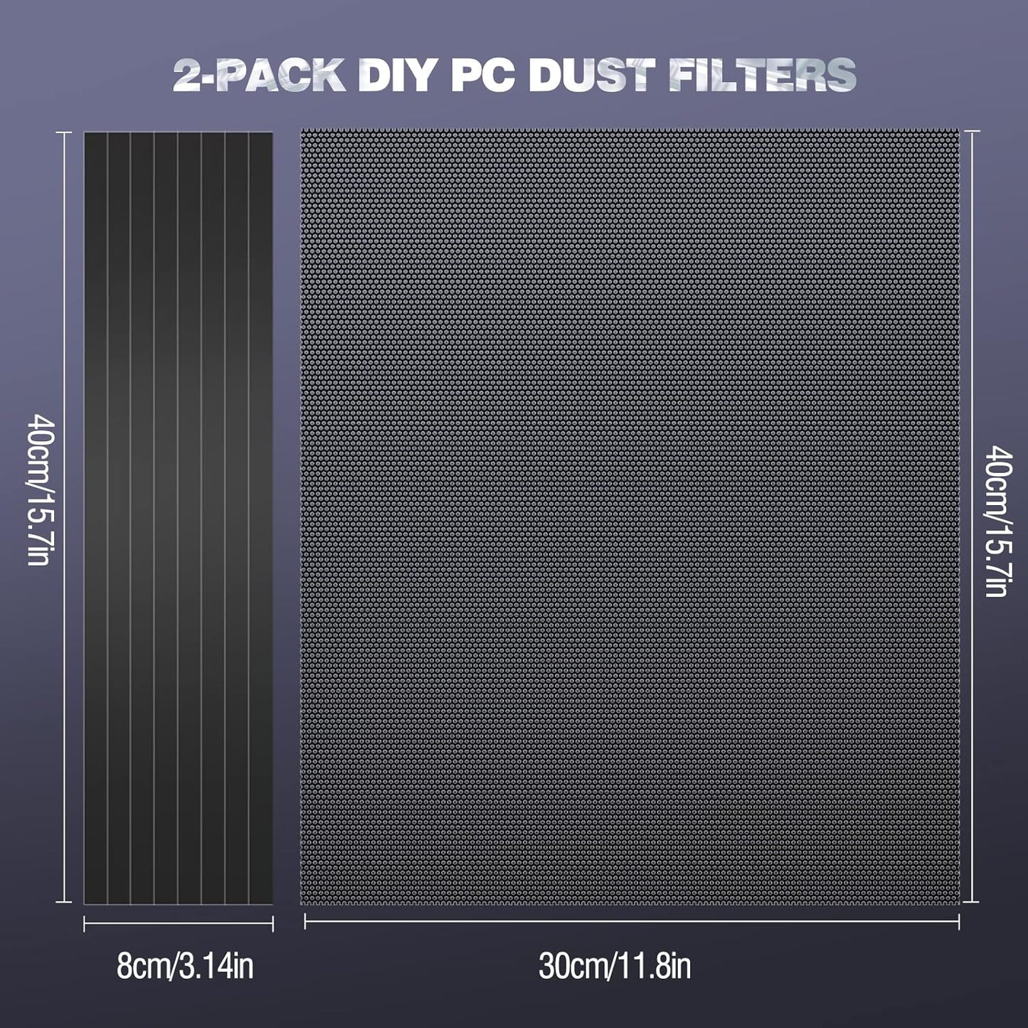 DIY PC Case Dust Mesh Filter 2 Pack Magnetic Dustproof Cover for Computer