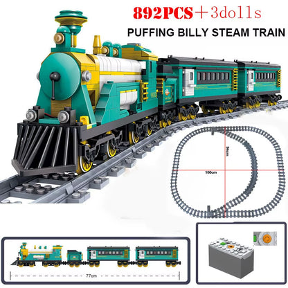 KAZI High-Tech Creative City Train Station Rail Tracks Power Function Building Blocks Bricks DIY Kid Trains Toys Children Gifts