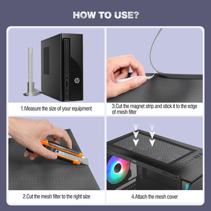 DIY PC Case Dust Mesh Filter 2 Pack Magnetic Dustproof Cover for Computer