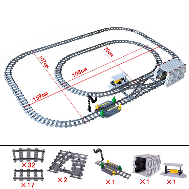 KAZI High-Tech Creative City Train Station Rail Tracks Power Function Building Blocks Bricks DIY Kid Trains Toys Children Gifts