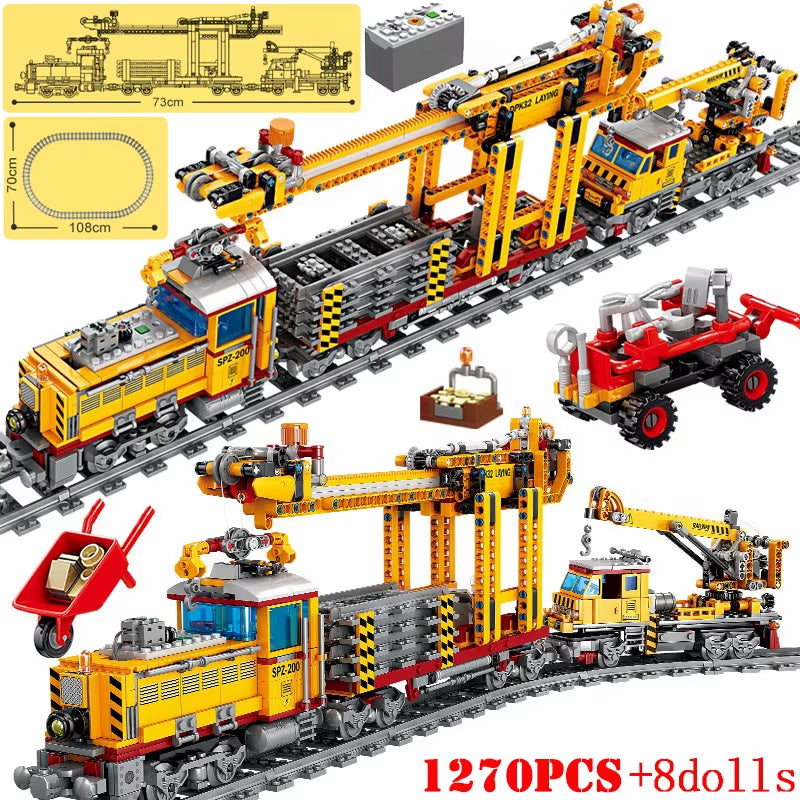 KAZI High-Tech Creative City Train Station Rail Tracks Power Function Building Blocks Bricks DIY Kid Trains Toys Children Gifts