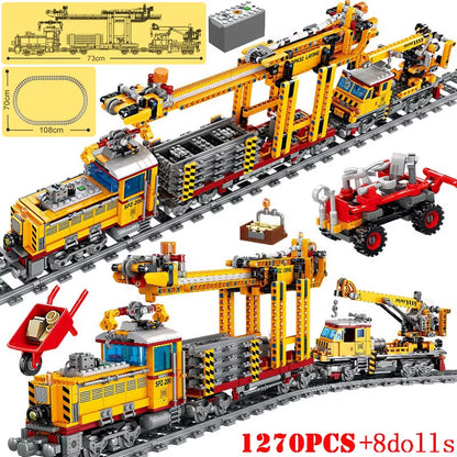 KAZI High-Tech Creative City Train Station Rail Tracks Power Function Building Blocks Bricks DIY Kid Trains Toys Children Gifts