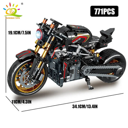 HUIQIBAO High-Tech Classic Motorbike Building Model Blocks Moto City Racer Bricks Toy for Kids Boy Children Adult MOC Car Set