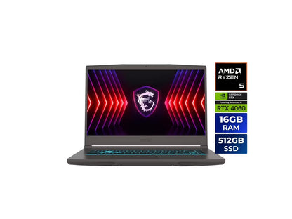 (New without Box)  Thin 15.6 Inch FHD 144Hz Gaming Laptop AMD Ryzen 5 7535HS NVIDIA Geforce RTX 4060 - 16GB DDR5 512GB SSD Gray (2025)