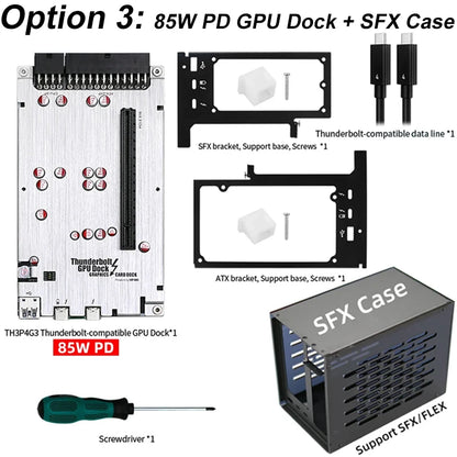 TH3P4G3 85W PD Charging Thunderbolt-Compatible GPU Dock for Laptop Notebook to External Graphic Card 40Gbps for Macbook Windows