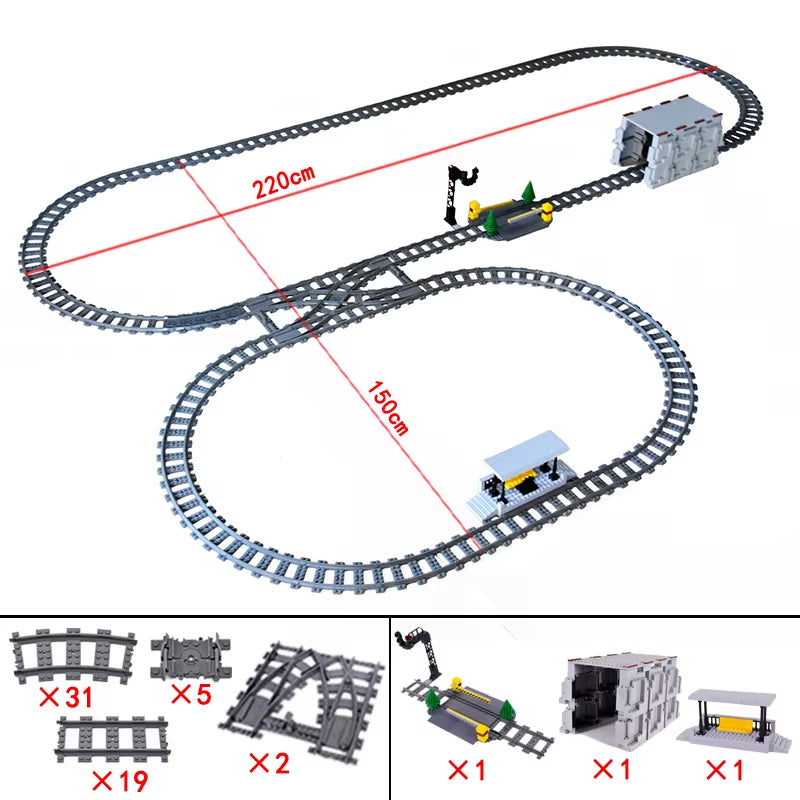 KAZI High-Tech Creative City Train Station Rail Tracks Power Function Building Blocks Bricks DIY Kid Trains Toys Children Gifts