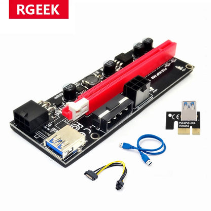New PCI-E Riser 009 Express 1X 4X 8X 16X Extender PCI E USB Riser 009S GPU Dual 6Pin Adapter Card SATA 15Pin for BTC Miner