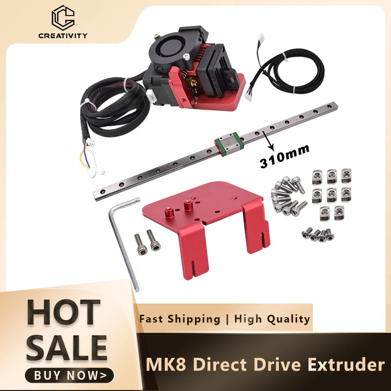 MK8 Direct Drive Extruder Upgrade Kit with Linear Rail and Backplate Bracket for Ender 3, Ender 3 Pro, and CR-10S/Pro