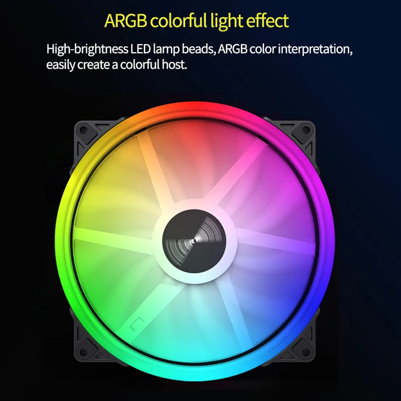 FD200 200Mm ARGB Computer Case Fan 5V 3PIN LED Cooling Fans Desktop PC Case Accessories