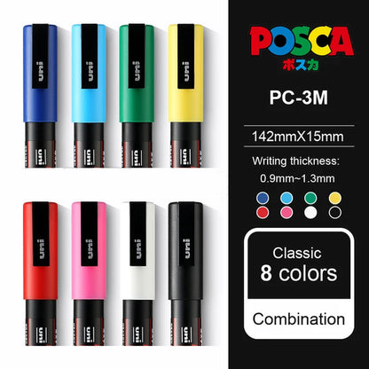 Japan  Posca Paint Marker Pen Set,Pc-1M ,PC-3M ,PC-5M,PC-8K,PC-17K, 7 8 12 15 21 24 28 29 Colors Set, Non-Toxic Water-Based