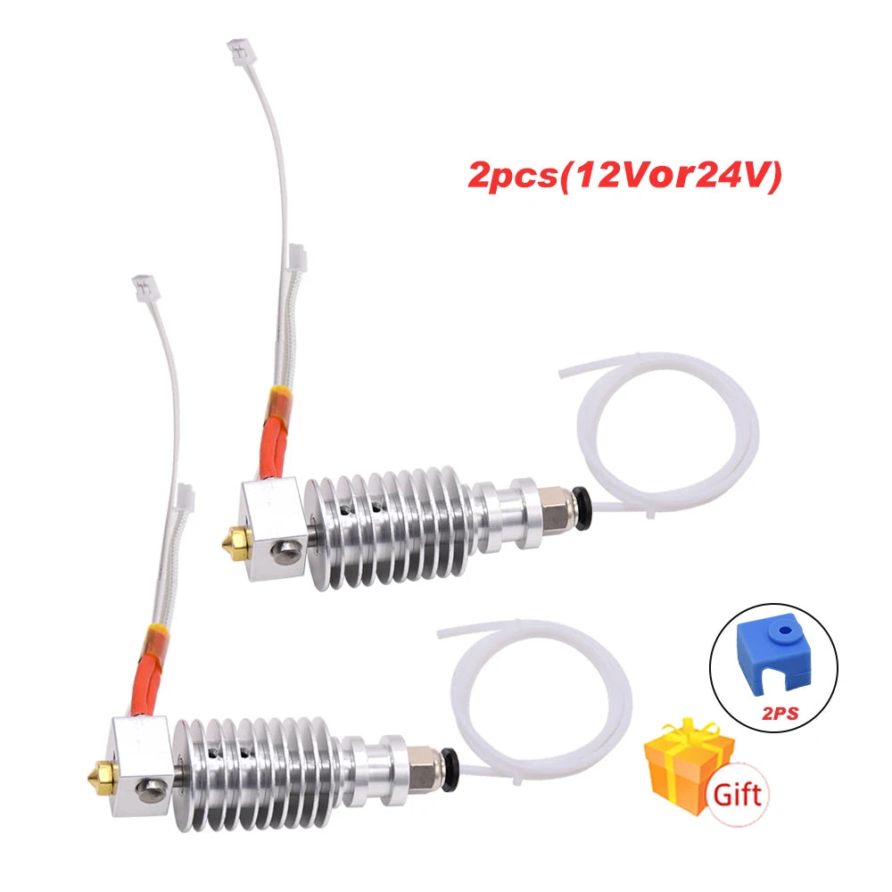 2PCS V5 J-Head Hotend Kit E-3D Bowden Extruder V5 Heater Block 12/24V for I3 Mega/Chiron 3D Printer Parts VS V6 Hotend