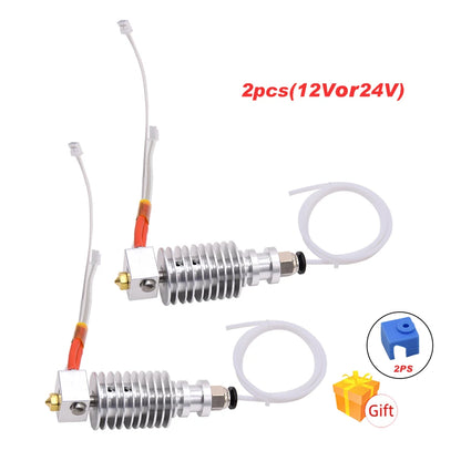 2PCS V5 J-Head Hotend Kit E-3D Bowden Extruder V5 Heater Block 12/24V for I3 Mega/Chiron 3D Printer Parts VS V6 Hotend