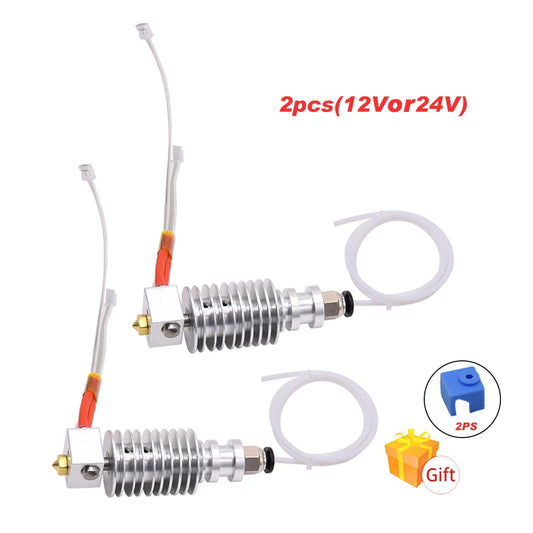 2PCS V5 J-Head Hotend Kit E-3D Bowden Extruder V5 Heater Block 12/24V for I3 Mega/Chiron 3D Printer Parts VS V6 Hotend