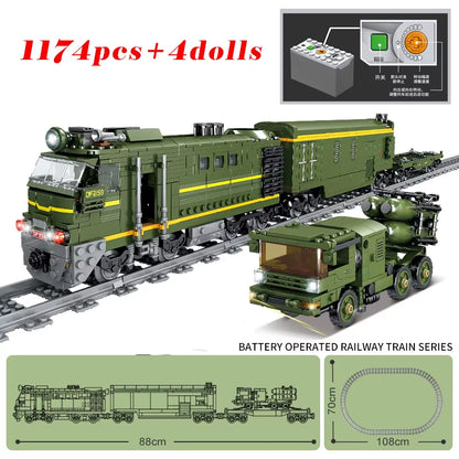 KAZI High-Tech Creative City Train Station Rail Tracks Power Function Building Blocks Bricks DIY Kid Trains Toys Children Gifts