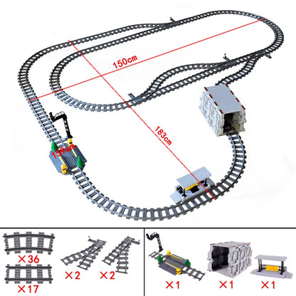 KAZI High-Tech Creative City Train Station Rail Tracks Power Function Building Blocks Bricks DIY Kid Trains Toys Children Gifts