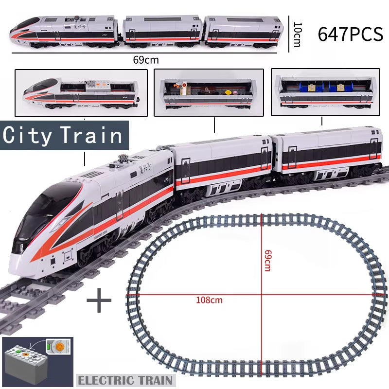 KAZI High-Tech Creative City Train Station Rail Tracks Power Function Building Blocks Bricks DIY Kid Trains Toys Children Gifts