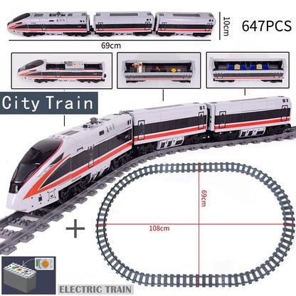 KAZI High-Tech Creative City Train Station Rail Tracks Power Function Building Blocks Bricks DIY Kid Trains Toys Children Gifts