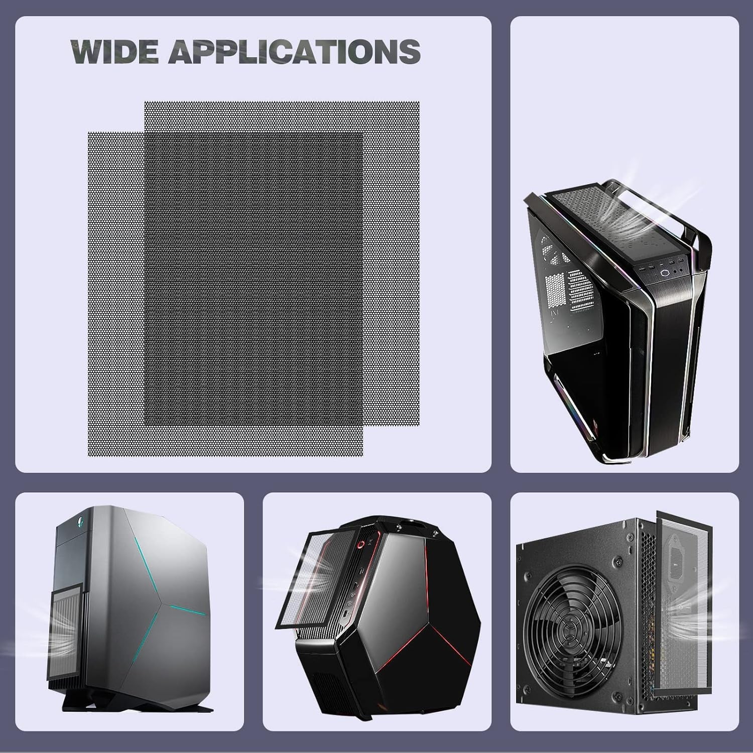DIY PC Case Dust Mesh Filter 2 Pack Magnetic Dustproof Cover for Computer
