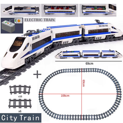 KAZI High-Tech Creative City Train Station Rail Tracks Power Function Building Blocks Bricks DIY Kid Trains Toys Children Gifts