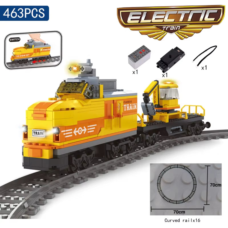 KAZI High-Tech Creative City Train Station Rail Tracks Power Function Building Blocks Bricks DIY Kid Trains Toys Children Gifts