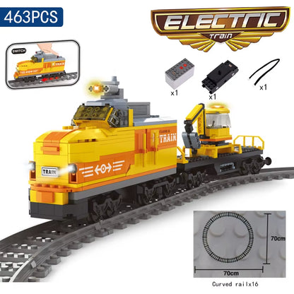 KAZI High-Tech Creative City Train Station Rail Tracks Power Function Building Blocks Bricks DIY Kid Trains Toys Children Gifts