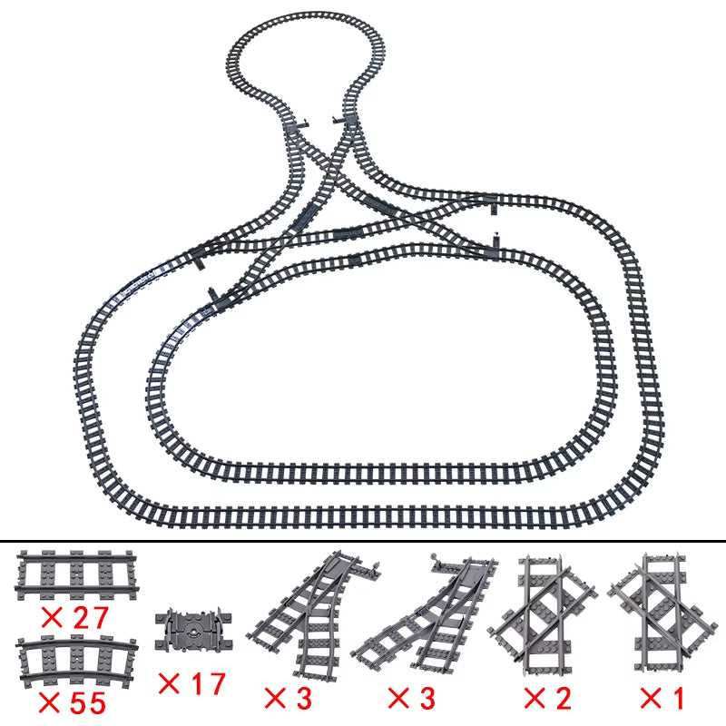 KAZI High-Tech Creative City Train Station Rail Tracks Power Function Building Blocks Bricks DIY Kid Trains Toys Children Gifts