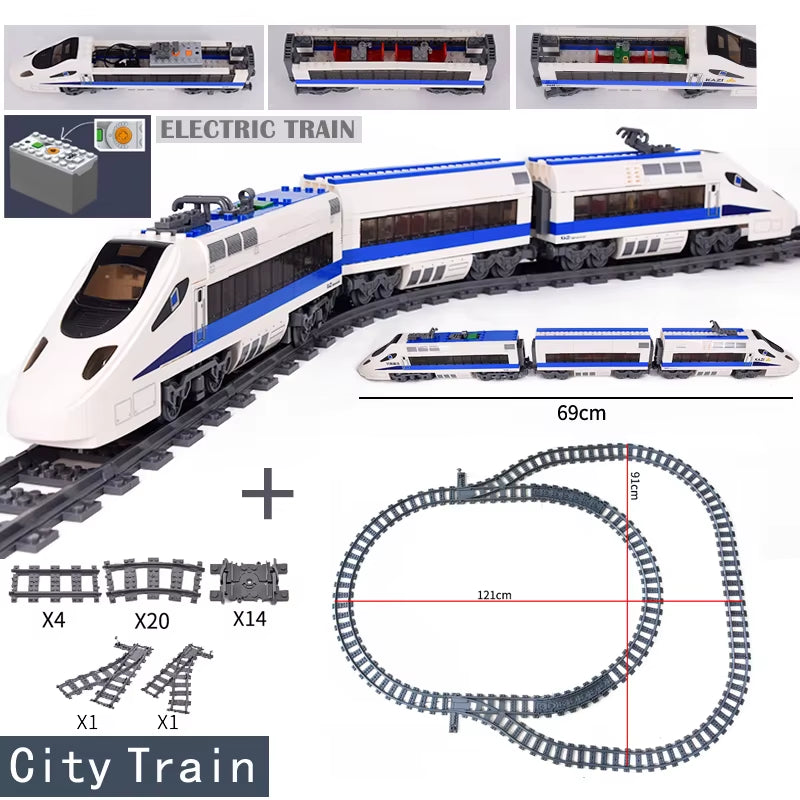 KAZI High-Tech Creative City Train Station Rail Tracks Power Function Building Blocks Bricks DIY Kid Trains Toys Children Gifts
