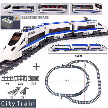 KAZI High-Tech Creative City Train Station Rail Tracks Power Function Building Blocks Bricks DIY Kid Trains Toys Children Gifts