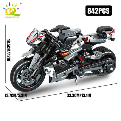 HUIQIBAO High-Tech Classic Motorbike Building Model Blocks Moto City Racer Bricks Toy for Kids Boy Children Adult MOC Car Set