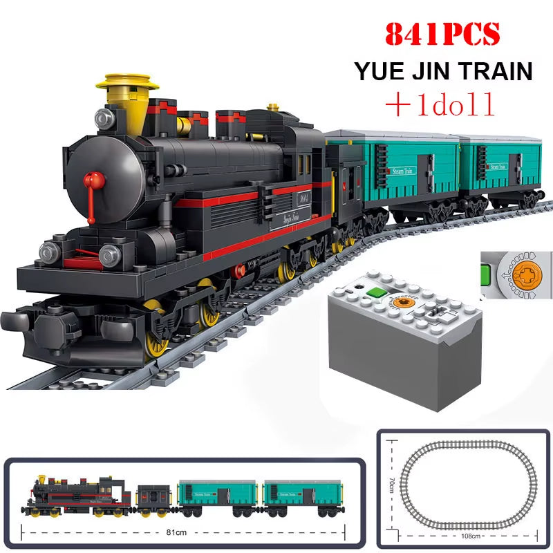 KAZI High-Tech Creative City Train Station Rail Tracks Power Function Building Blocks Bricks DIY Kid Trains Toys Children Gifts