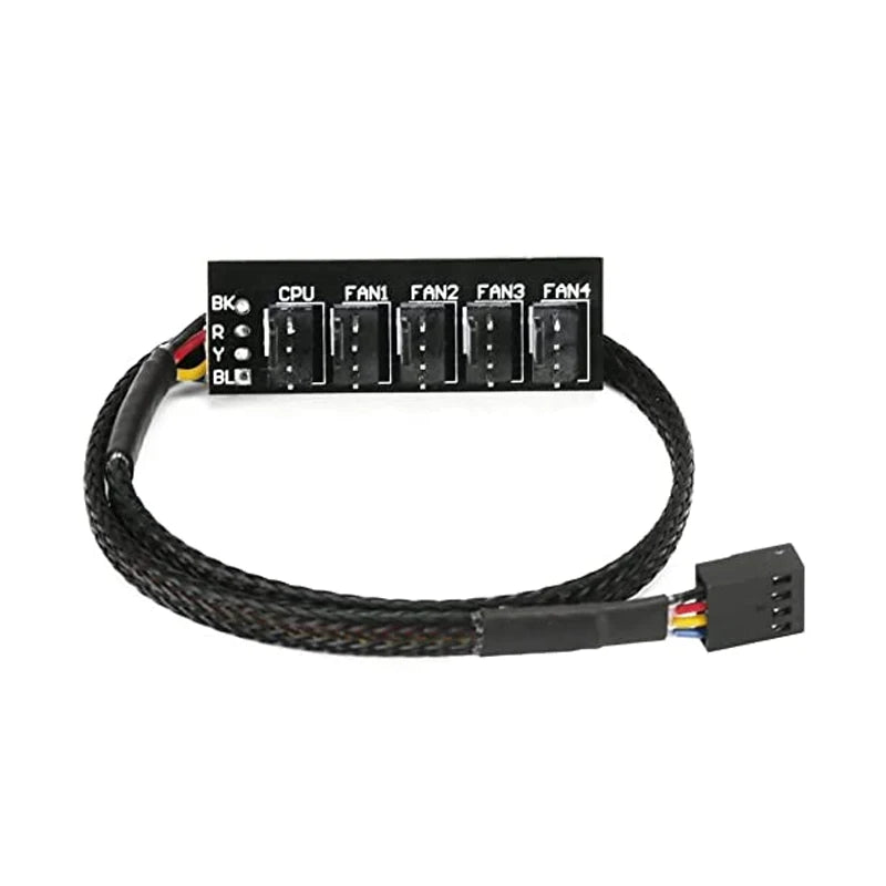4-Pin PWM PC Fan Hub PC 5 Way Splitter 1 to 5 Splitter 5 Way PC Case Internal Motherboard 4Pin/3Pin Fan Power Extension Cable